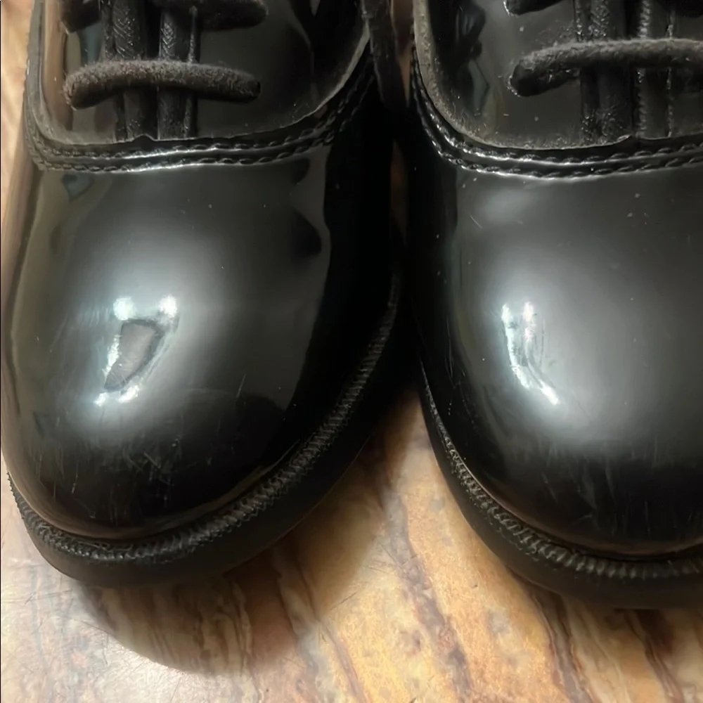 Black Leather Oxford Dress Shoes with Rounded Toe #201